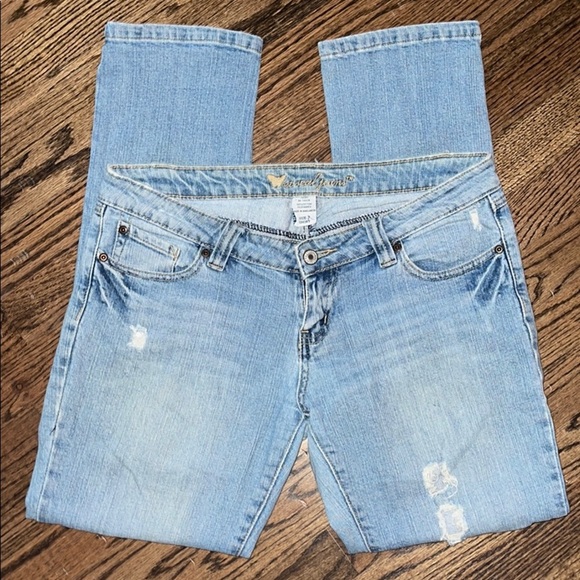 Wet Seal Jeans Distressed Light Wash Straight Jean - Picture 12 of 13